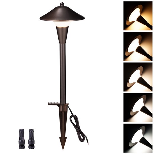 Short path light with a shade on a stake